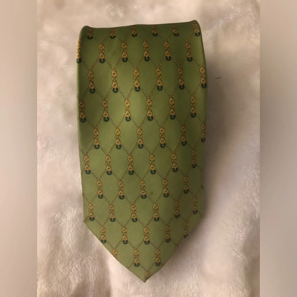John Cooper silk Classic Green Patterned Men's Tie - Green